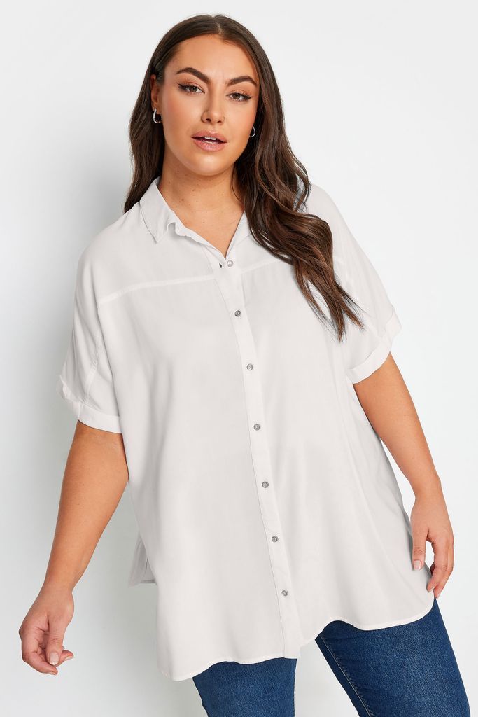 Curve White Short Sleeve Shirt, Women's Curve & Plus Size, Yours