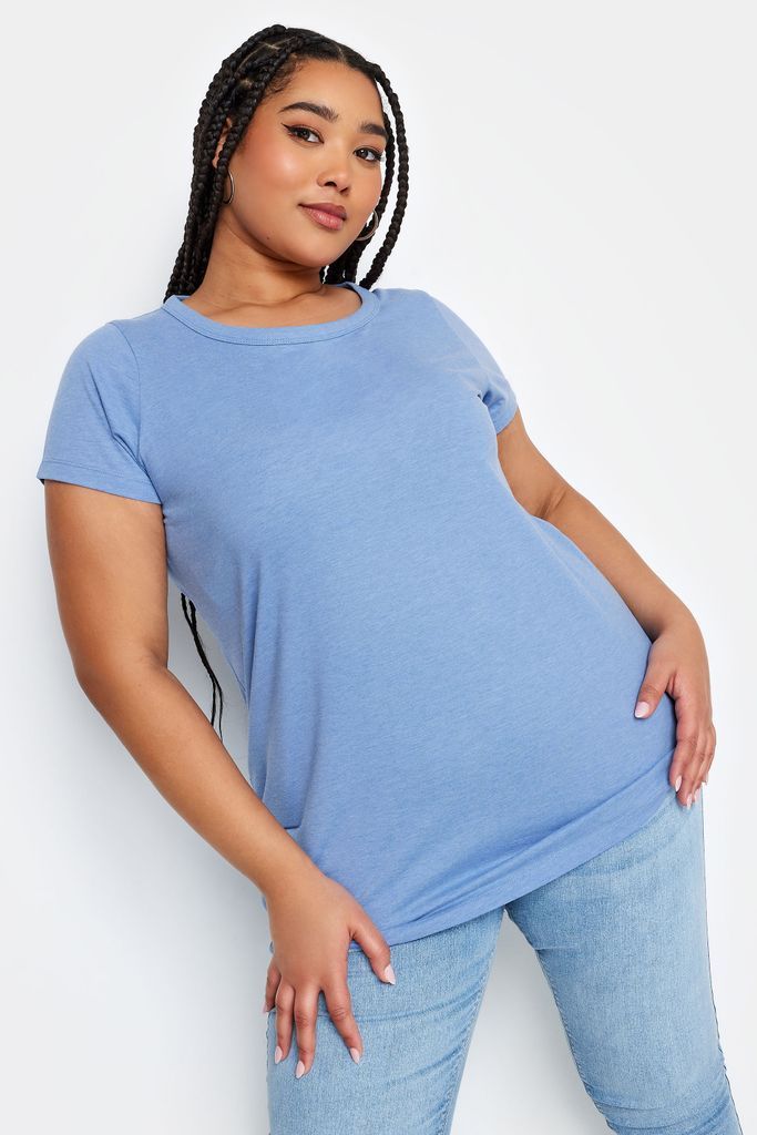 Curve Blue Short Sleeve Tshirt, Women's Curve & Plus Size, Yours