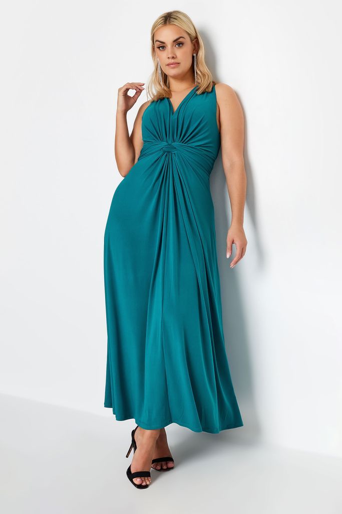 Curve Green Knot Front Maxi Dress, Women's Curve & Plus Size, Yours London