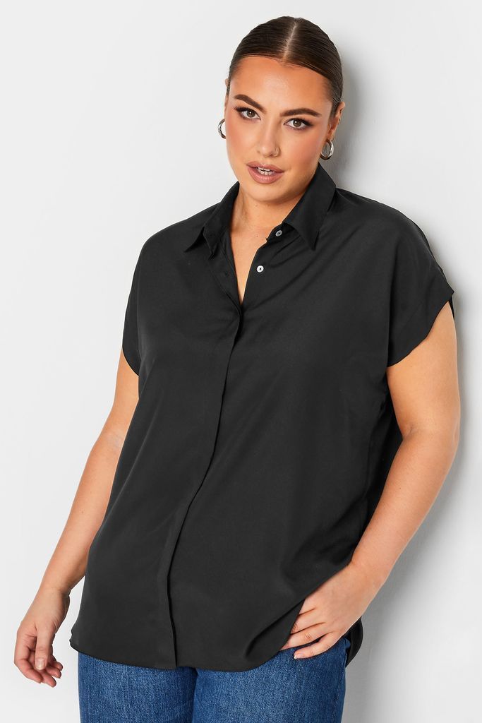 Curve Black Short Sleeve Shirt, Women's Curve & Plus Size, Yours