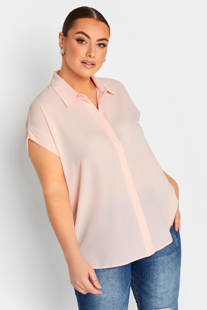 Curve Pink Short Sleeve Shirt, Women's Curve & Plus Size, Yours