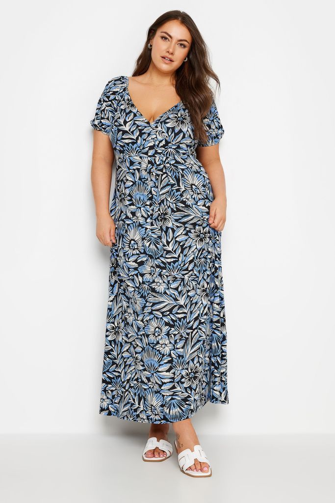 Curve Blue Floral Print Tiered Maxi Dress, Women's Curve & Plus Size, Yours