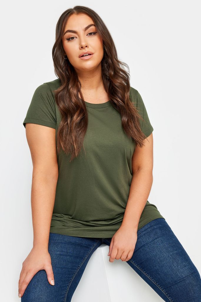 Curve Olive Green Essential Tshirt, Women's Curve & Plus Size, Yours
