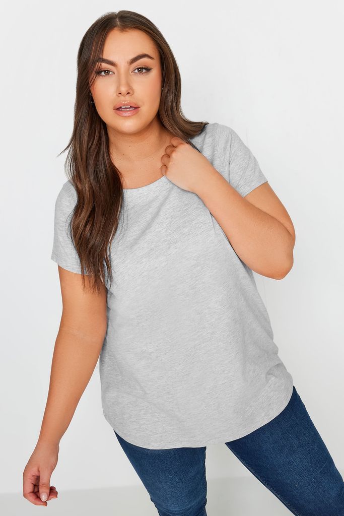 Curve Grey Marl Essential Tshirt, Women's Curve & Plus Size, Yours