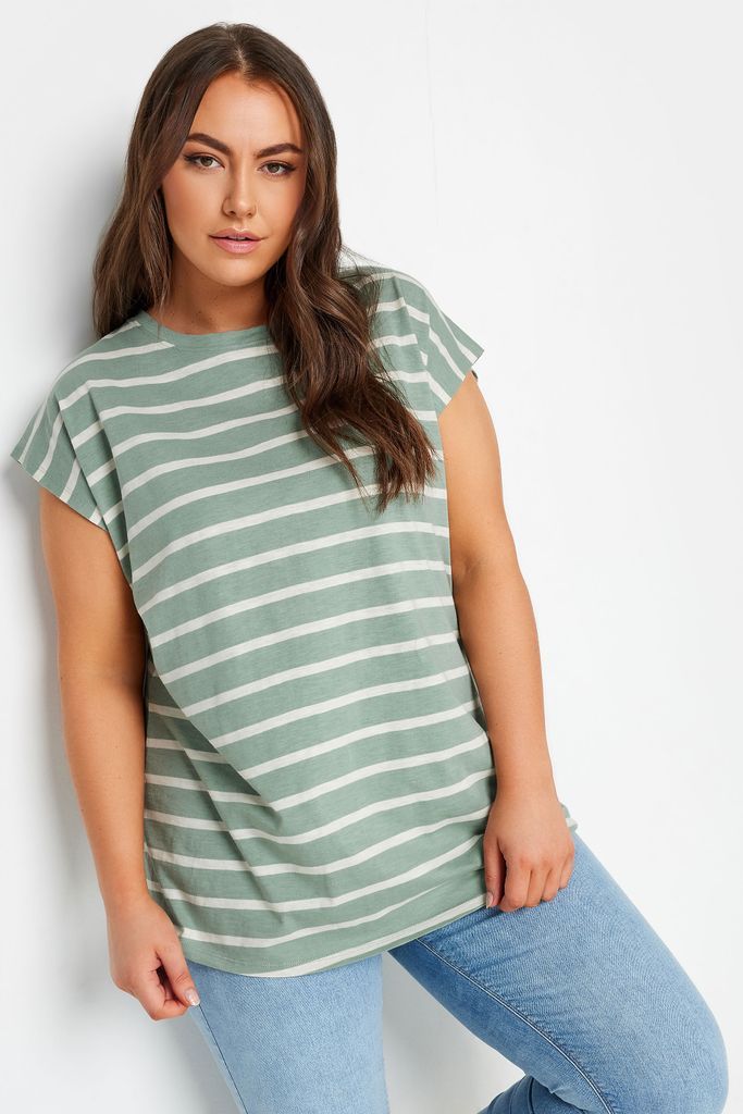 Curve Green & White Stripe Top, Women's Curve & Plus Size, Yours