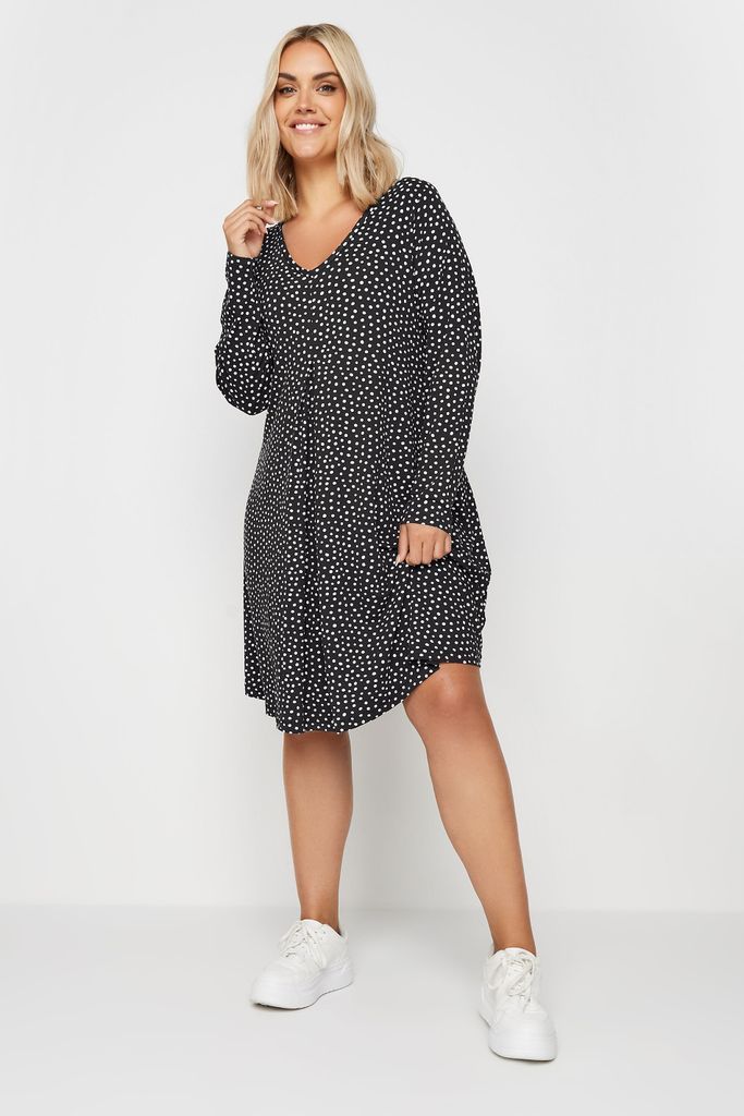 Curve Black Spot Print Mini Dress, Women's Curve & Plus Size, Yours