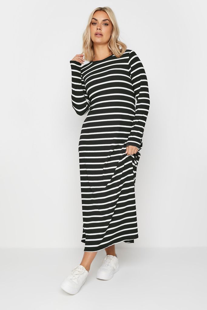 Curve Black Stripe Long Sleeve Maxi Dress, Women's Curve & Plus Size, Yours