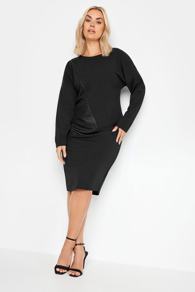 Curve Black Pocket Front Midi Dress, Women's Curve & Plus Size, Yours