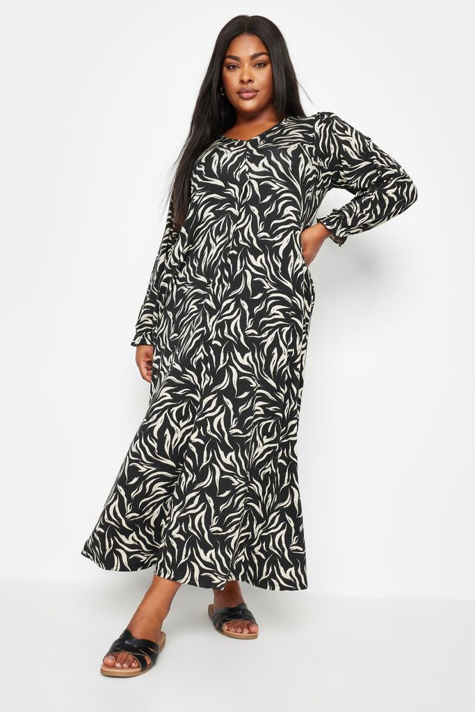 Curve Black Zebra Print Midaxi Dress, Women's Curve & Plus Size, Yours