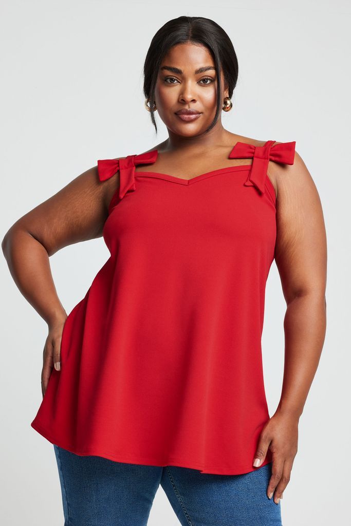 Curve Red Bow Detail Cami Top, Women's Curve & Plus Size, Limited Collection