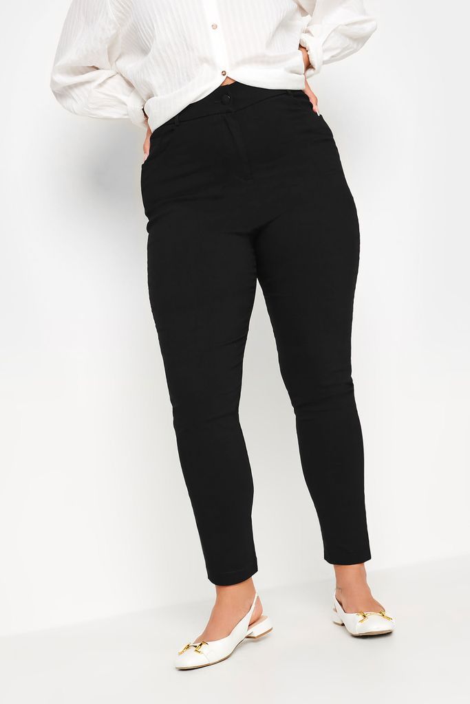 Curve Black Bengaline Slim Leg Stretch Trousers, Women's Curve & Plus Size, Yours