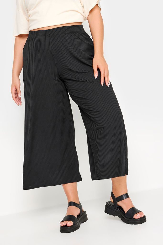 Curve Black Ribbed Culottes, Women's Curve & Plus Size, Limited Collection