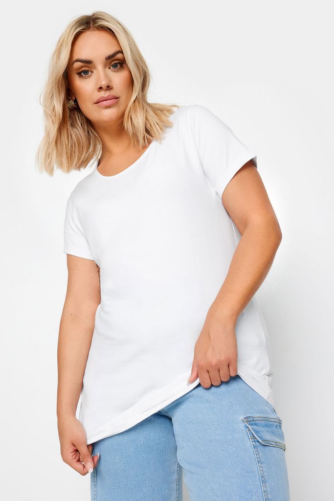 Curve White Longline Tshirt, Women's Curve & Plus Size, Yours