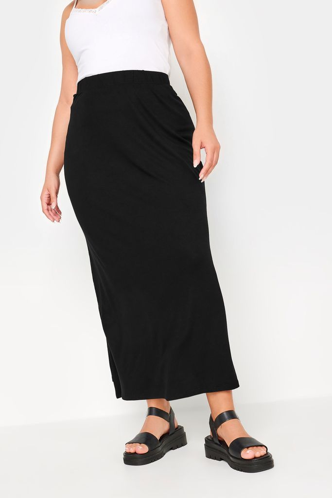 Curve Black Jersey Stretch Maxi Tube Skirt, Women's Curve & Plus Size, Yours