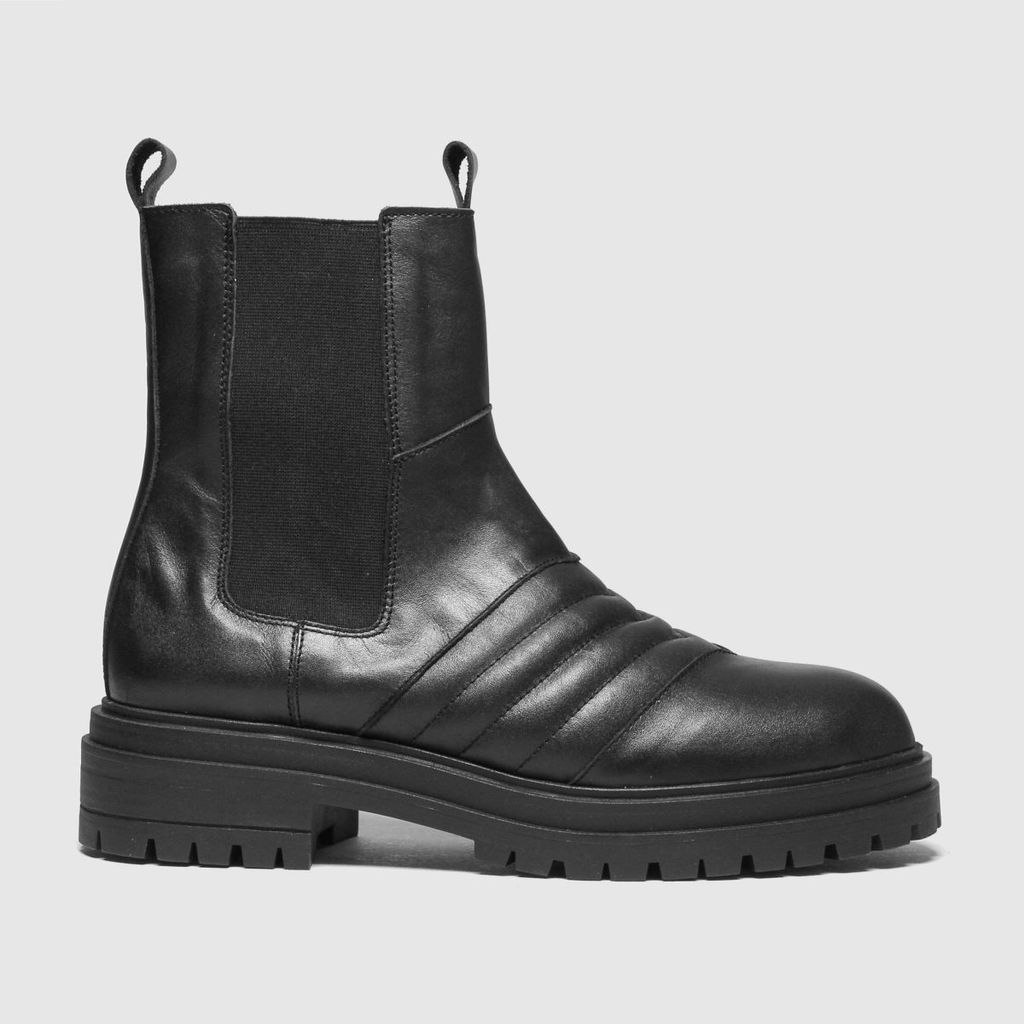 Black Alana Padded Leather Chunky Boots