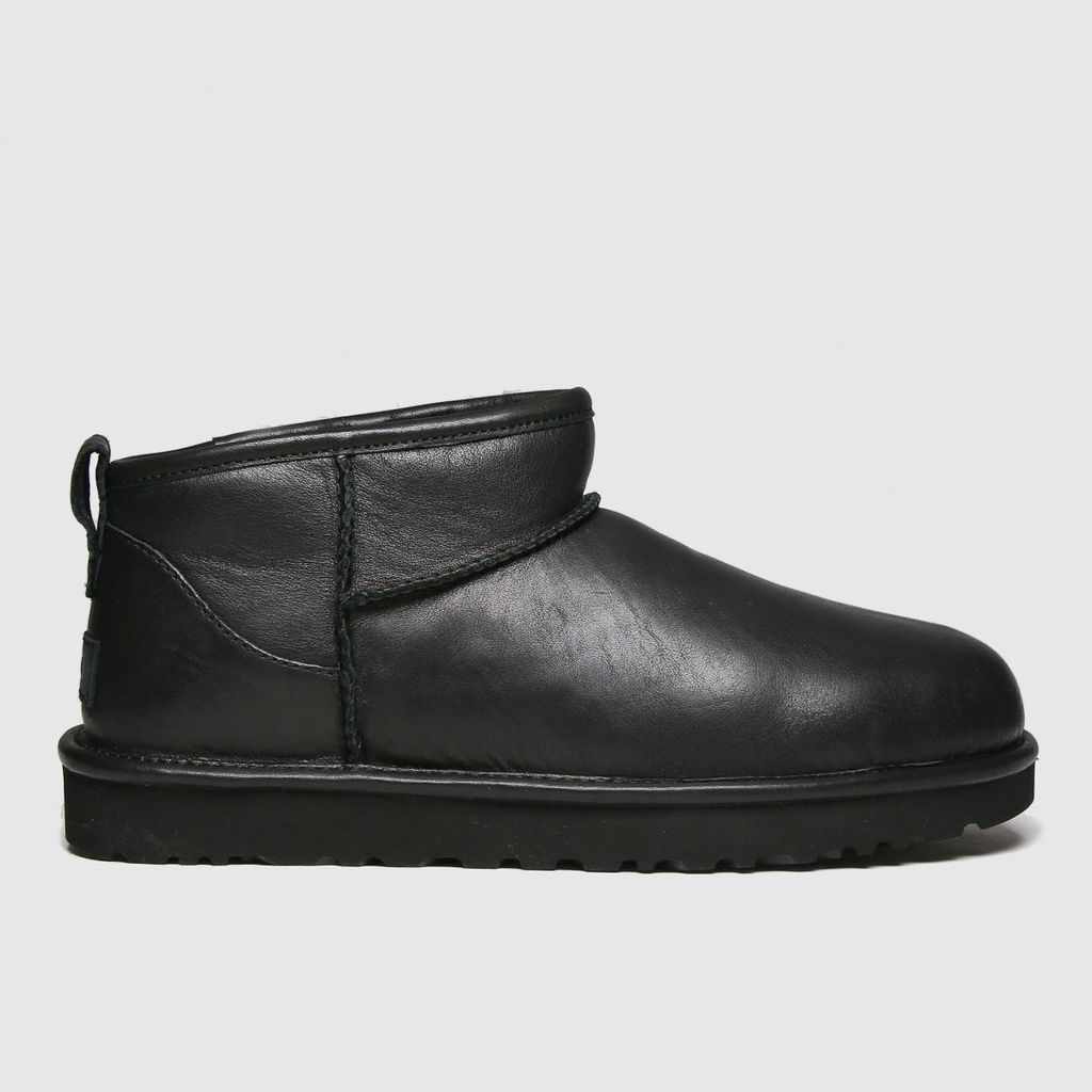 classic ultra mini leather boots in black