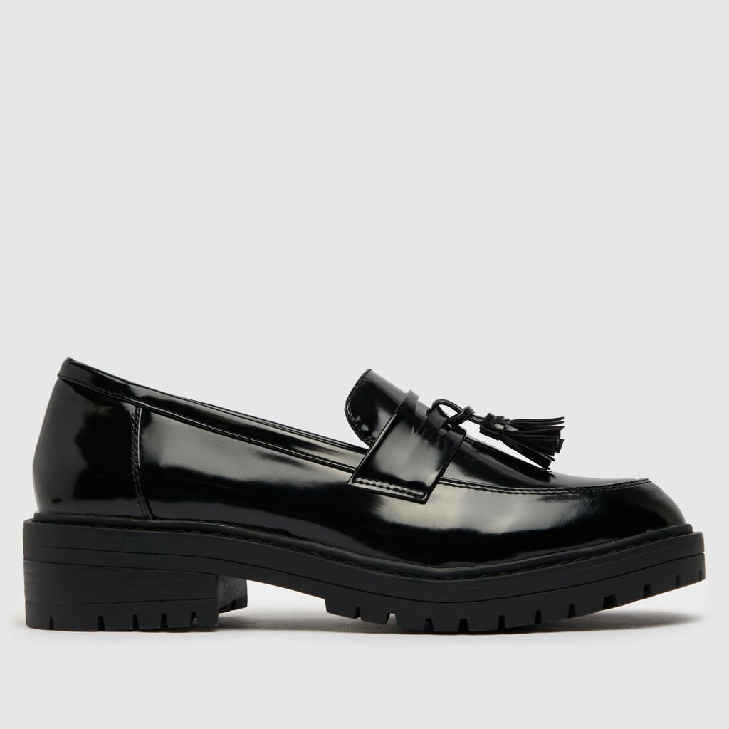 lexi chunky patent loafer flat shoes in black