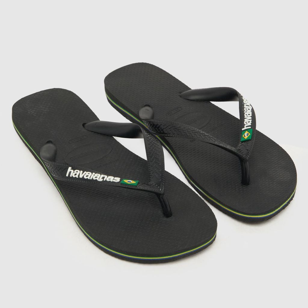 brasil logo sandals in black