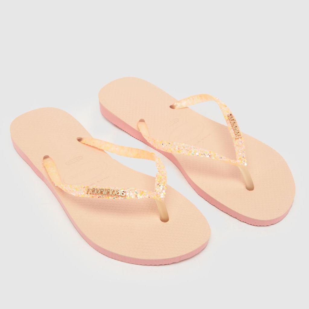 glitter flourish sandals in pale pink