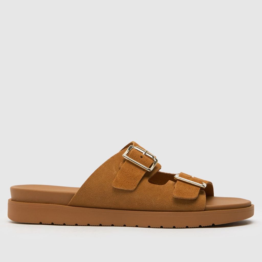 trista suede buckle footbed sandals in tan