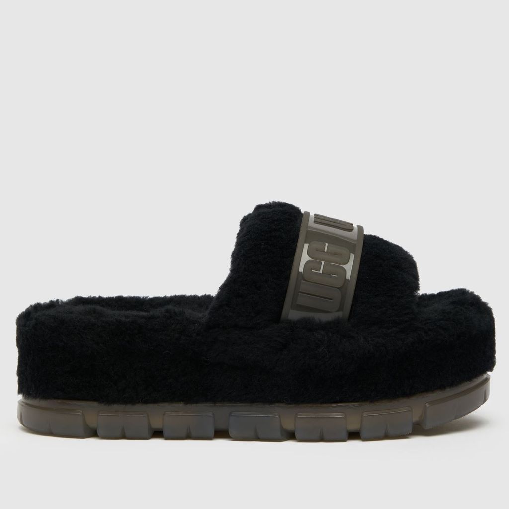 fluffita clear slippers in black