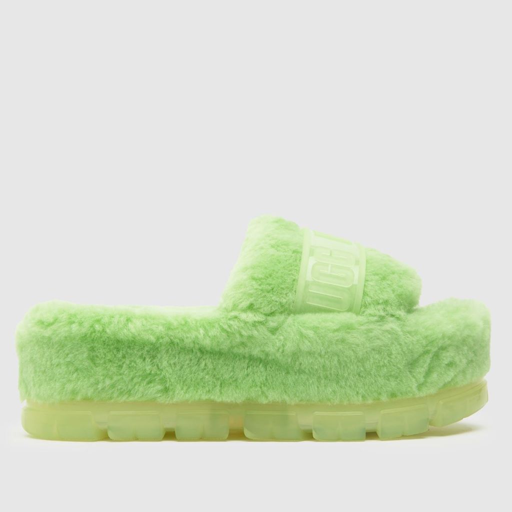 fluffita clear slippers in lime