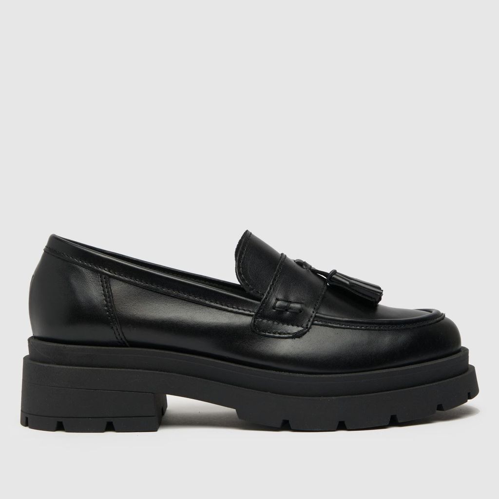 loft chunky leather loafer flat shoes in black