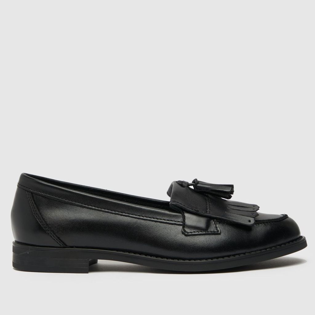 Wide Fit compass tassel loafer flat shoes in black