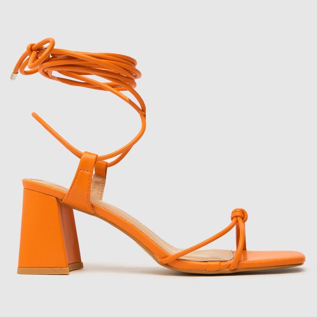 stella strappy block high heels in orange