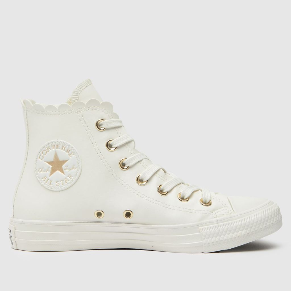 all star hi trainers in white & gold