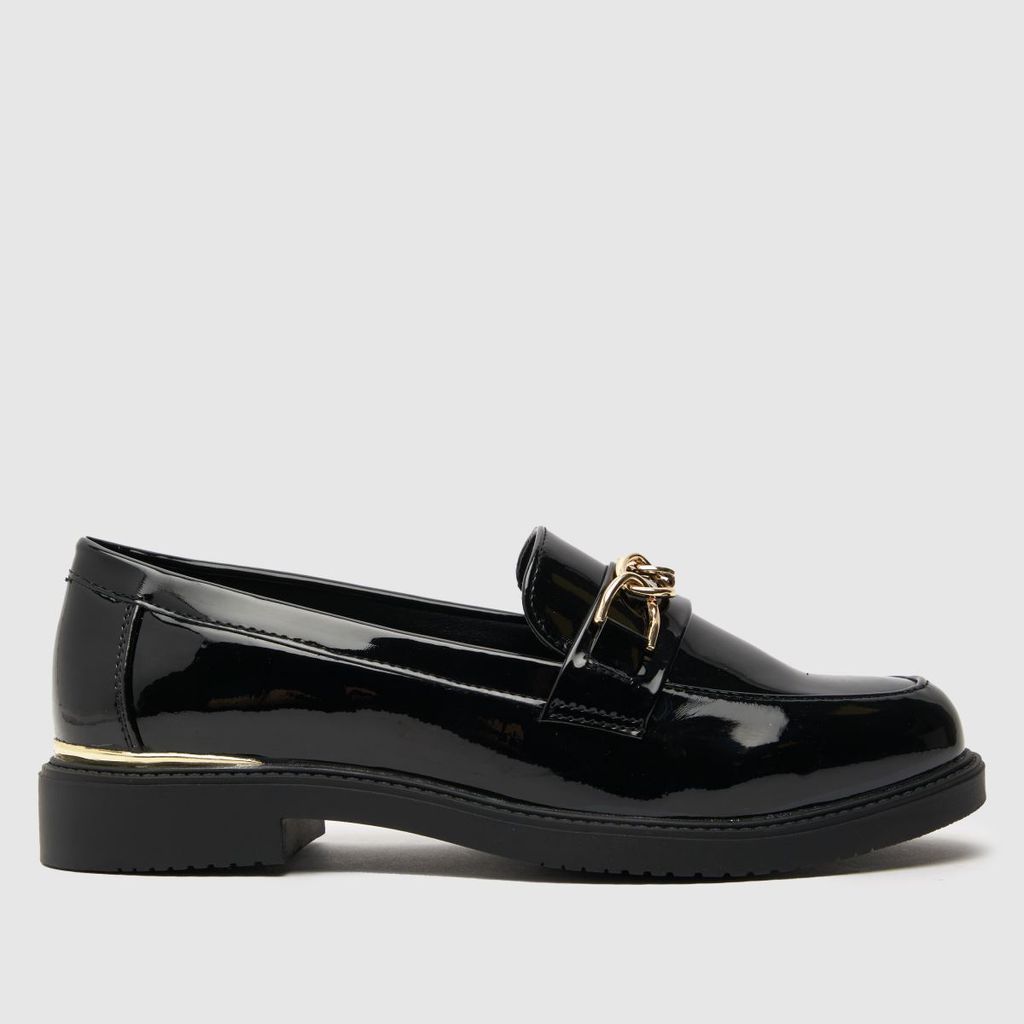 lydia patent hardware loafer flat shoes in black