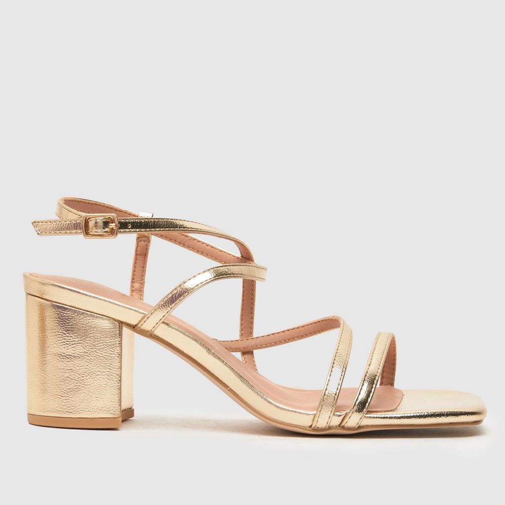 Wide Fit stephanie strappy high heels in gold