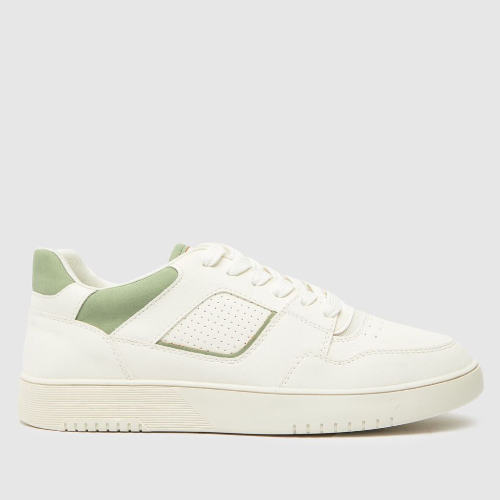 mabel panelled lace up trainers in white & green