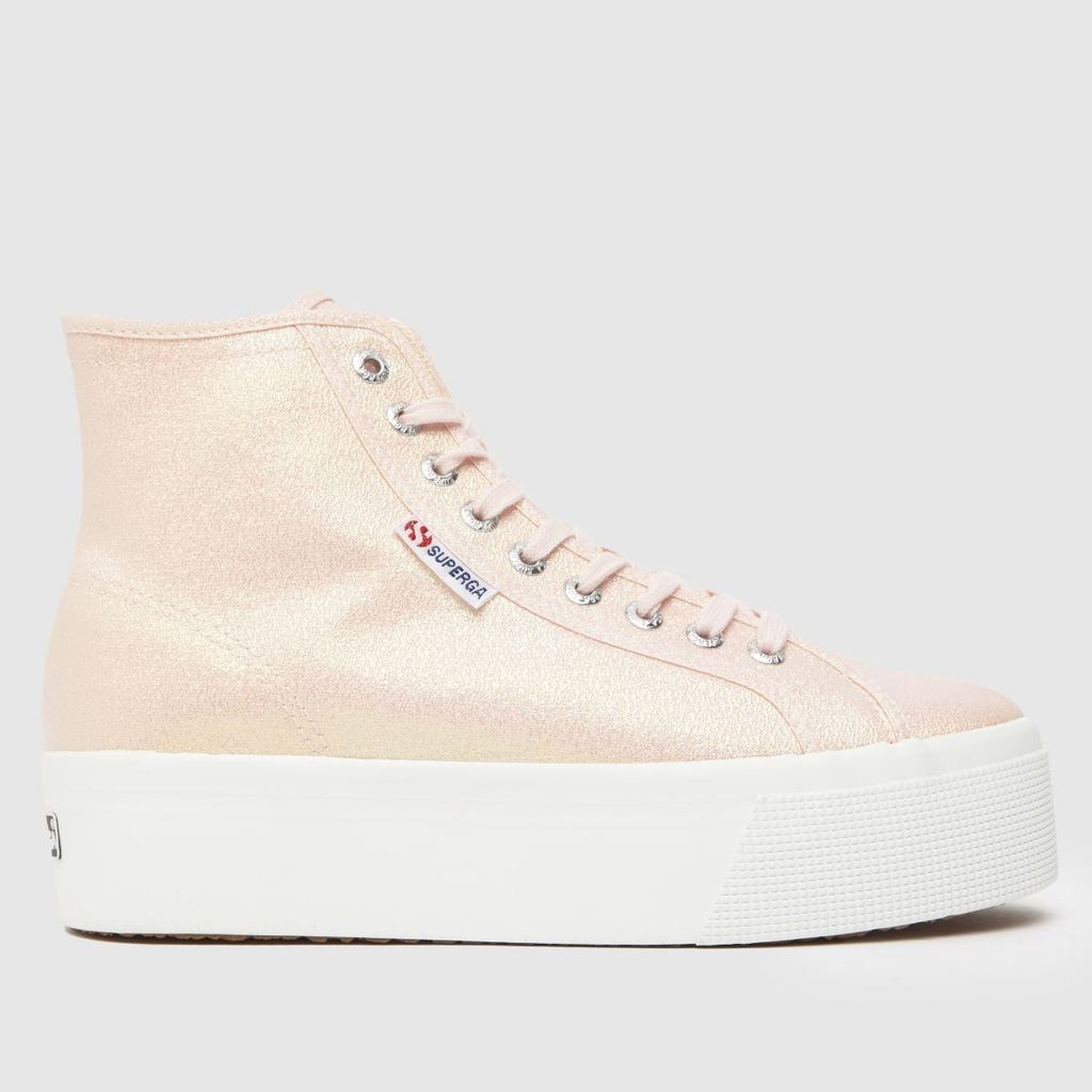 2708 hi top lame trainers in pale pink
