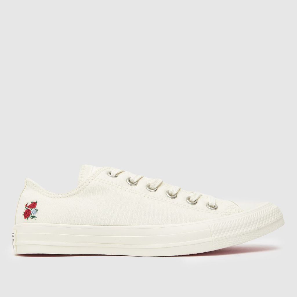 all star embroidered floral trainers in white