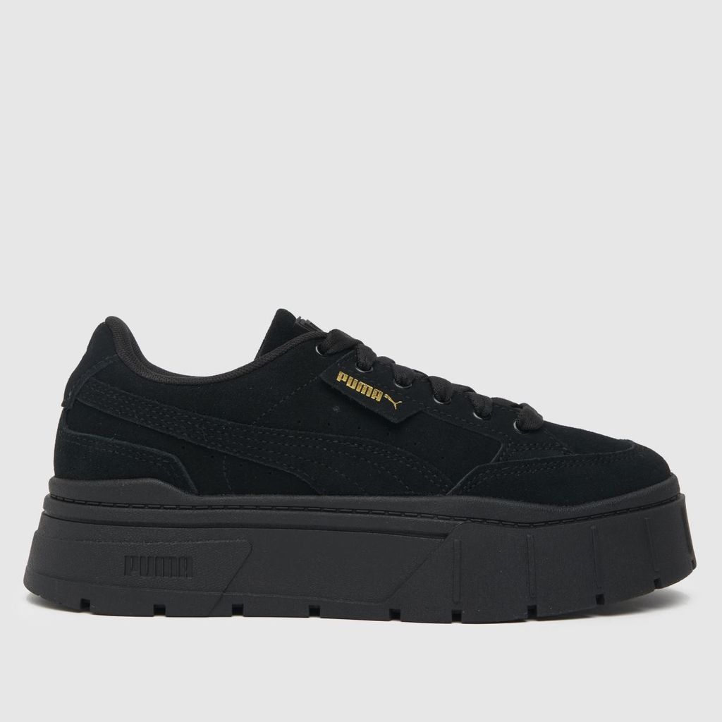 mayze stack suede trainers in black