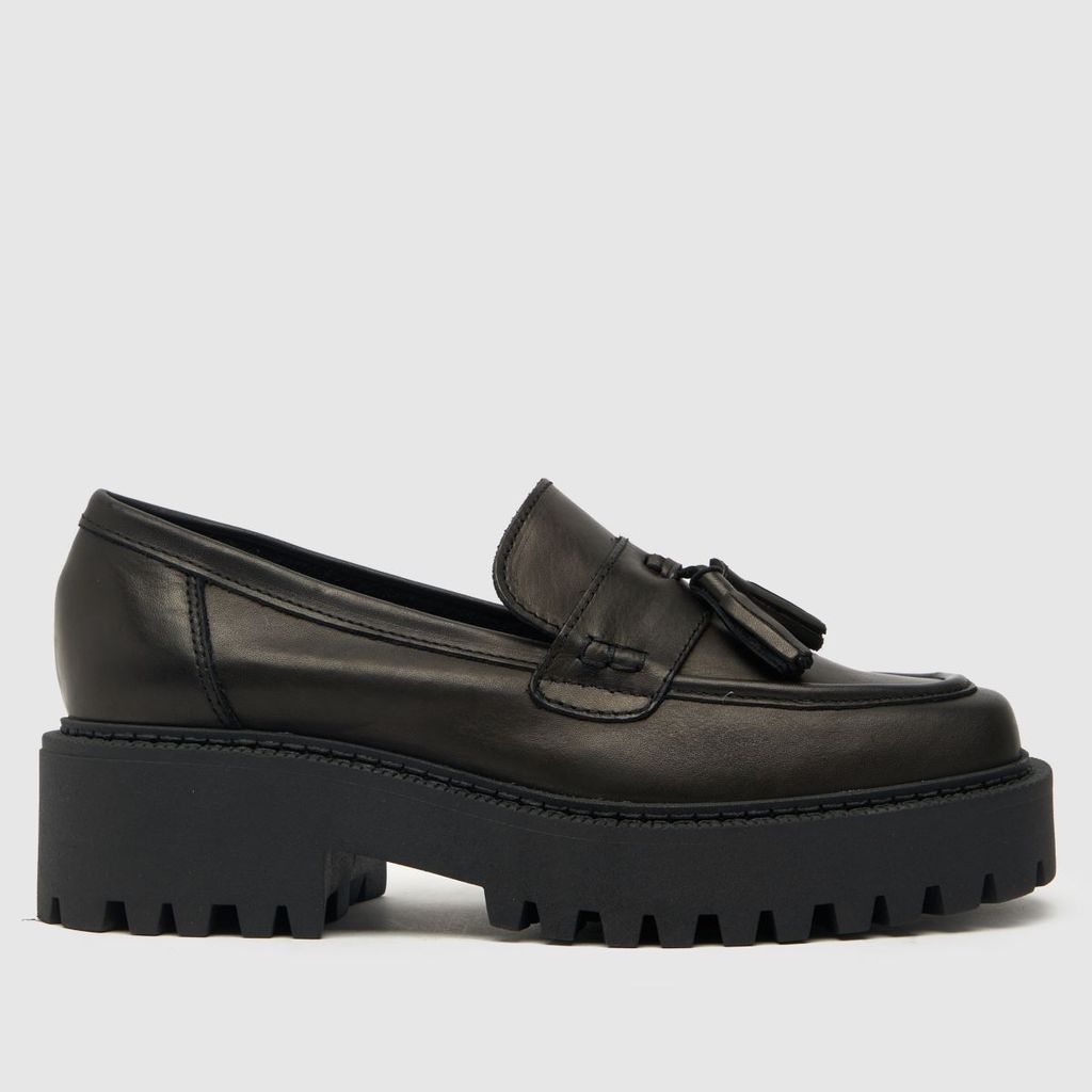 laura tassel leather loafer flat shoes in black