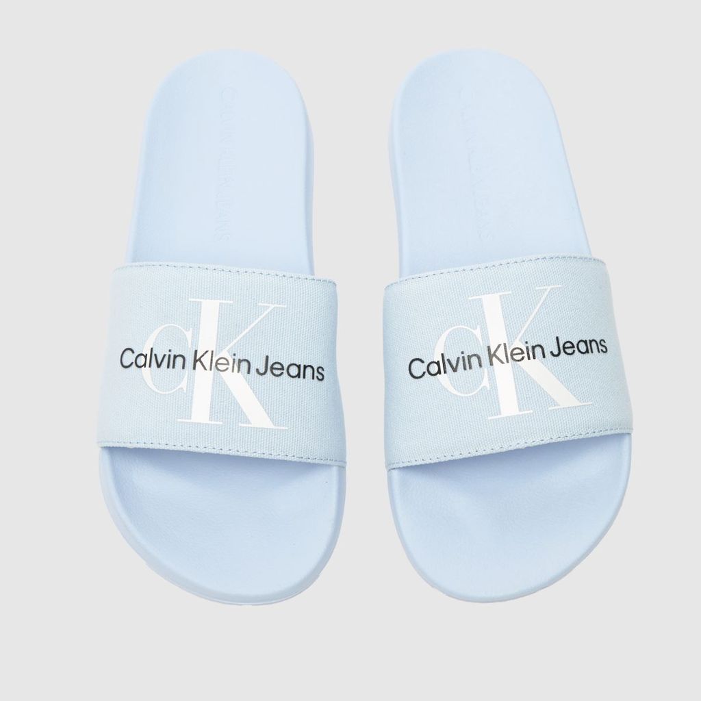 slide monogram sandals in pale blue