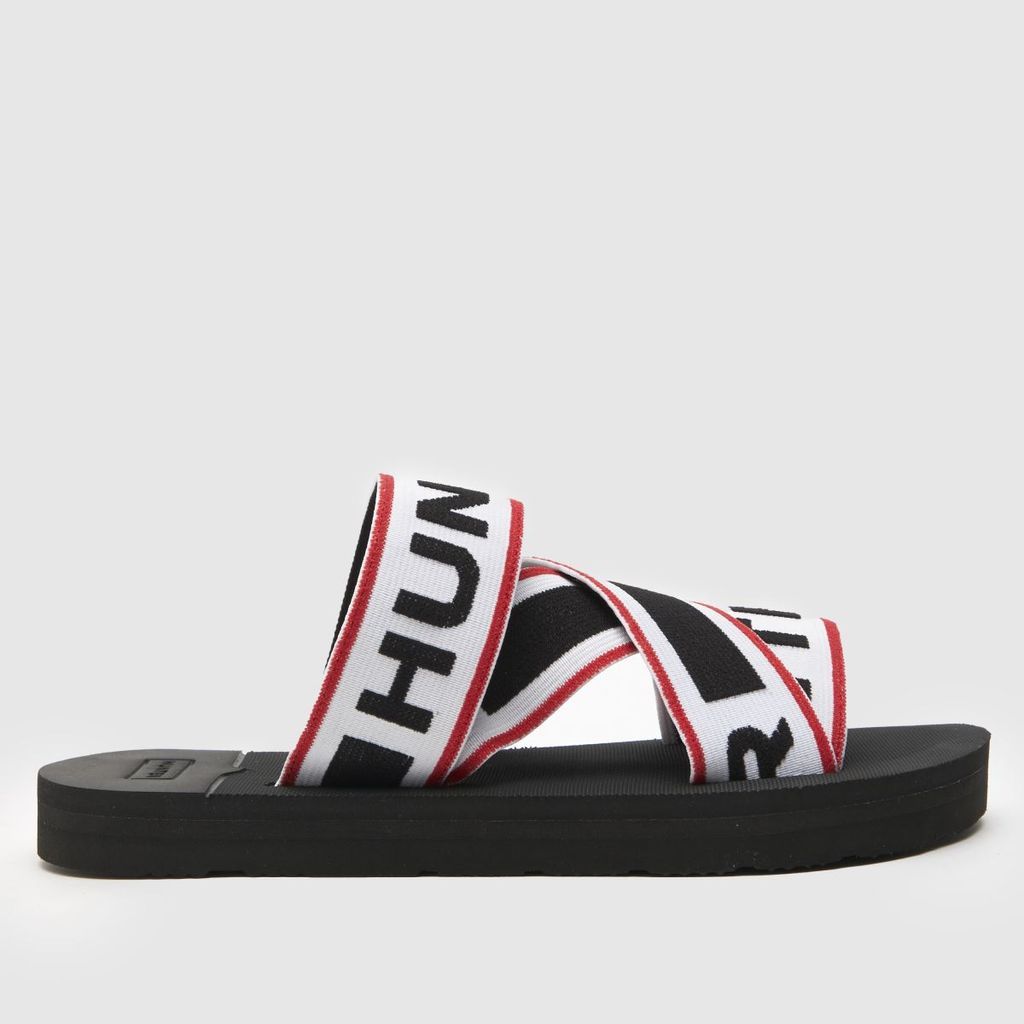 BOOTS logo slider sandals in black & red