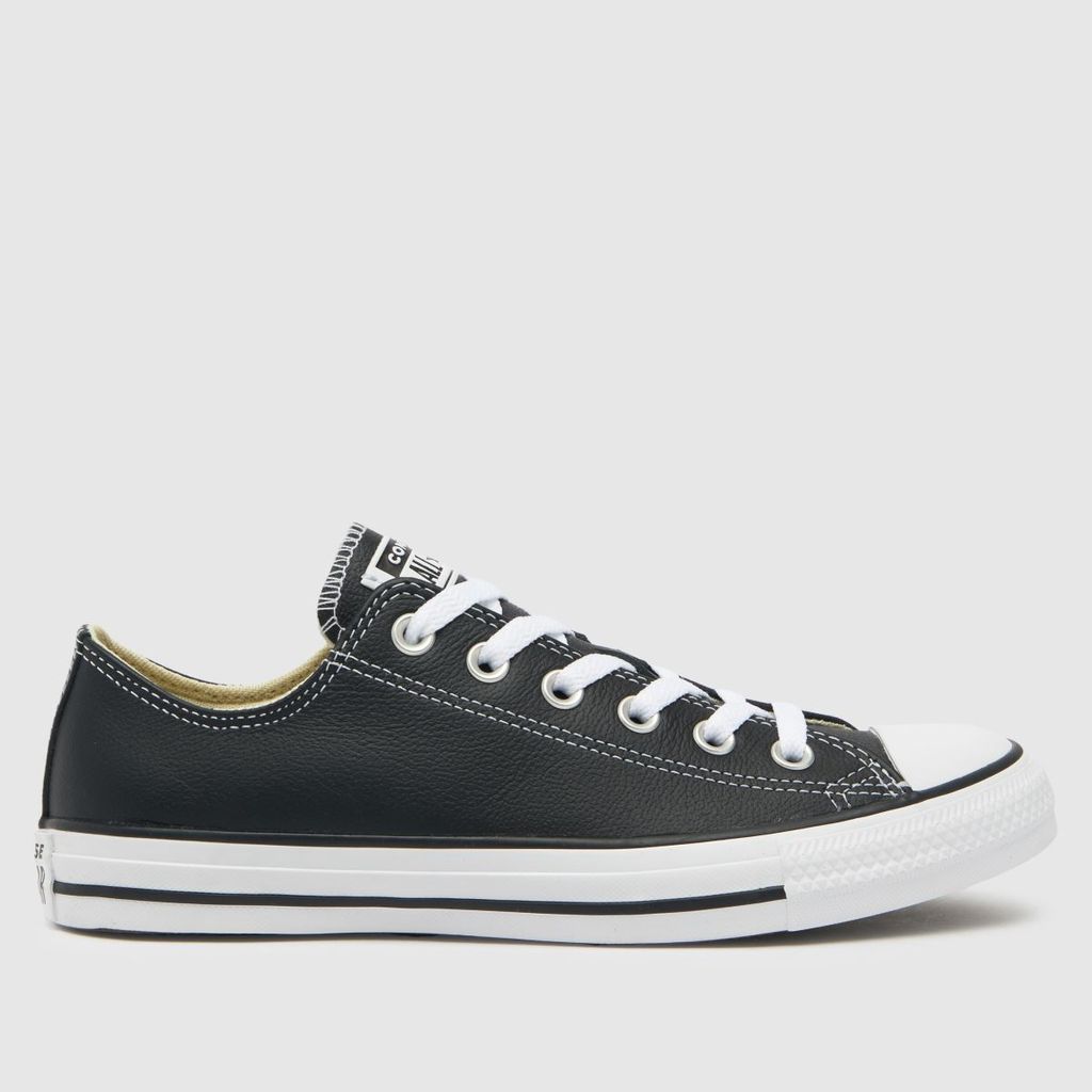 all star ox leather trainers in black & white