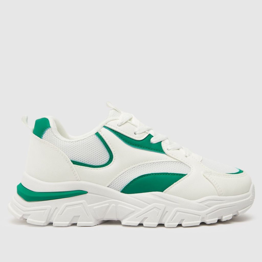maeve chunky lace up runner trainers in white & green