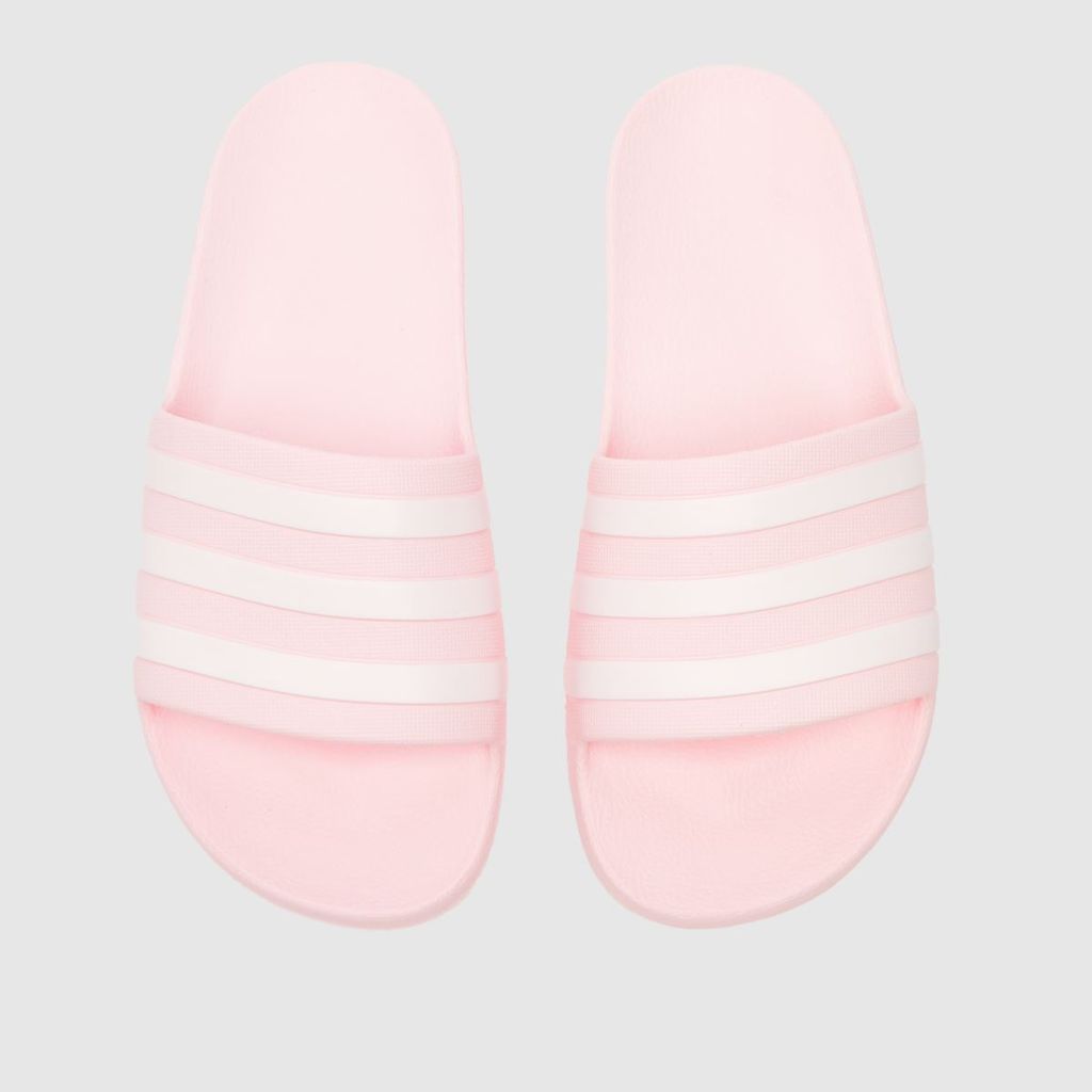 adilette aqua sandals in white & pink