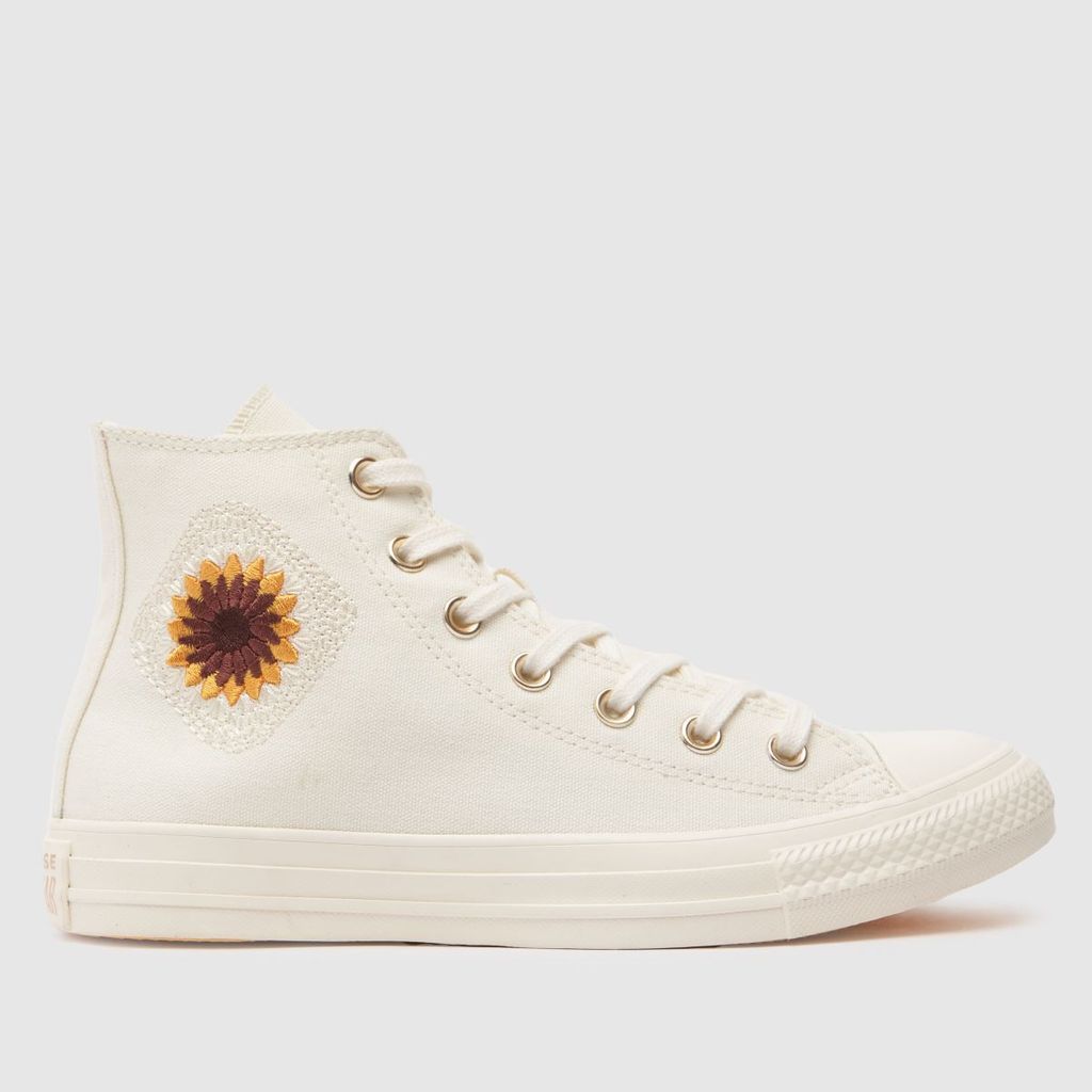 all star hi festival floral trainers in white & gold