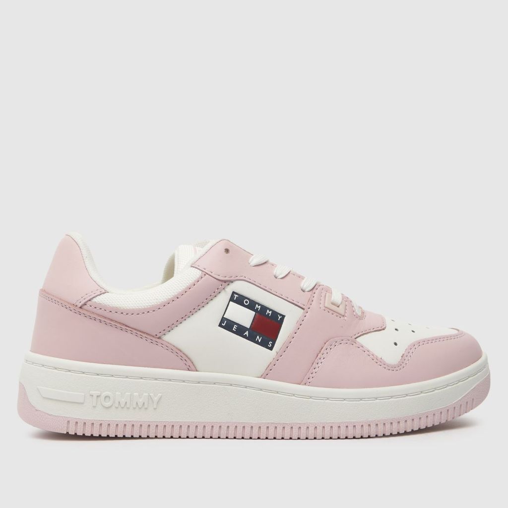 retro basket trainers in pale pink