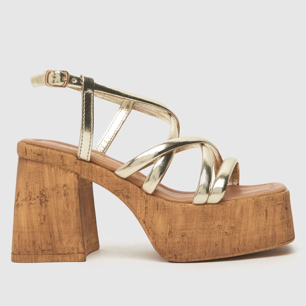 vivian strappy cork platform sandals in gold