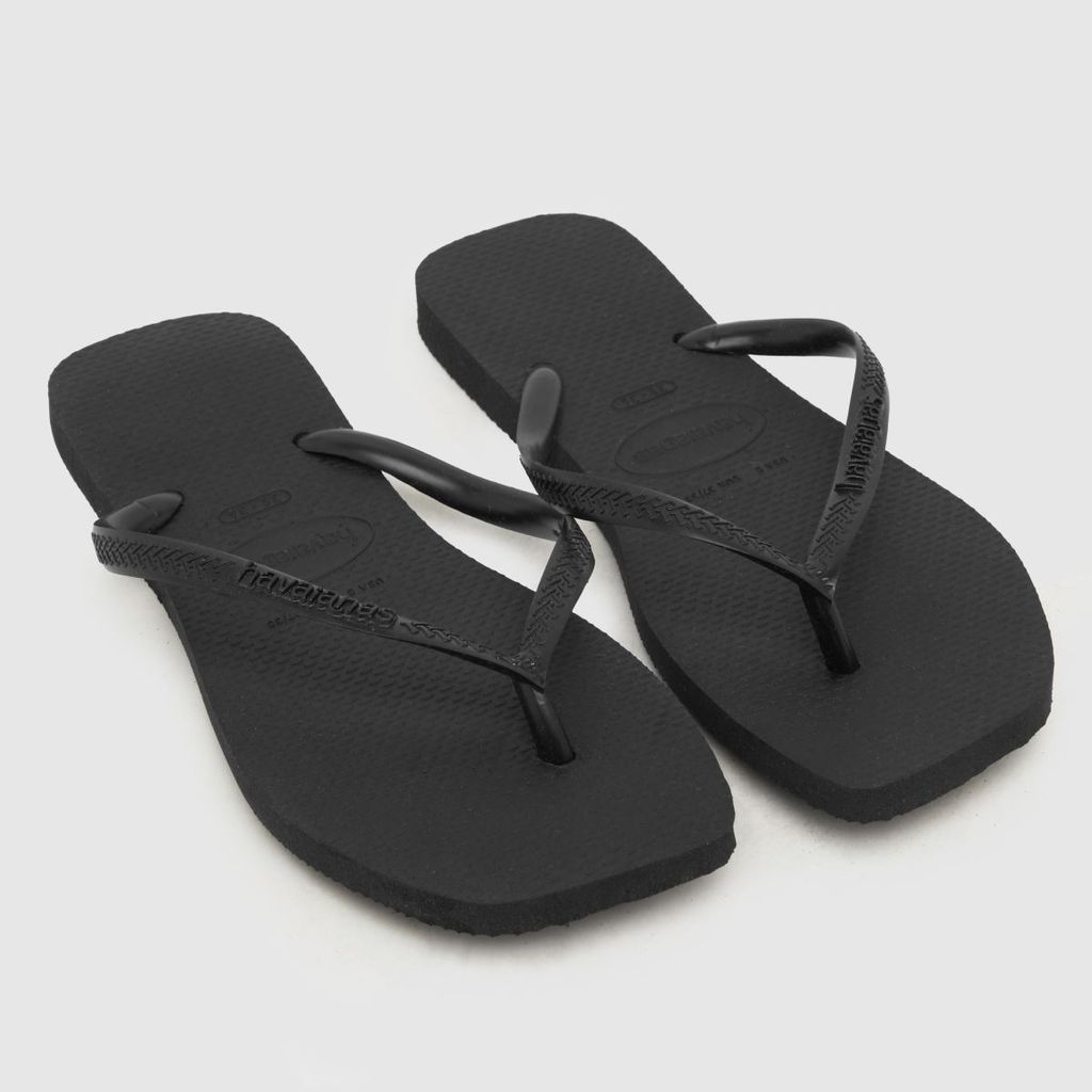 slim square sandals in black