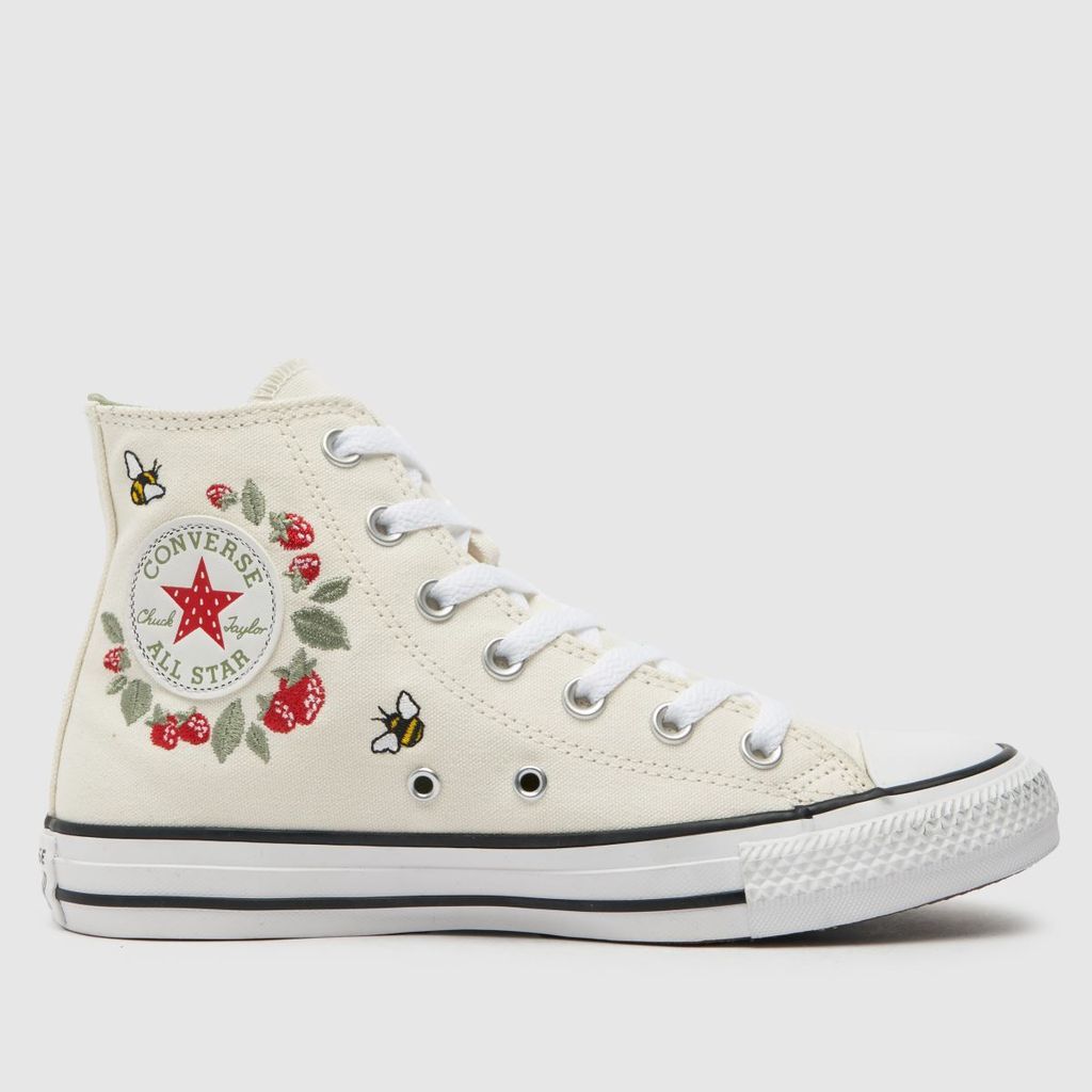 all star hi bees and berries trainers in white & green