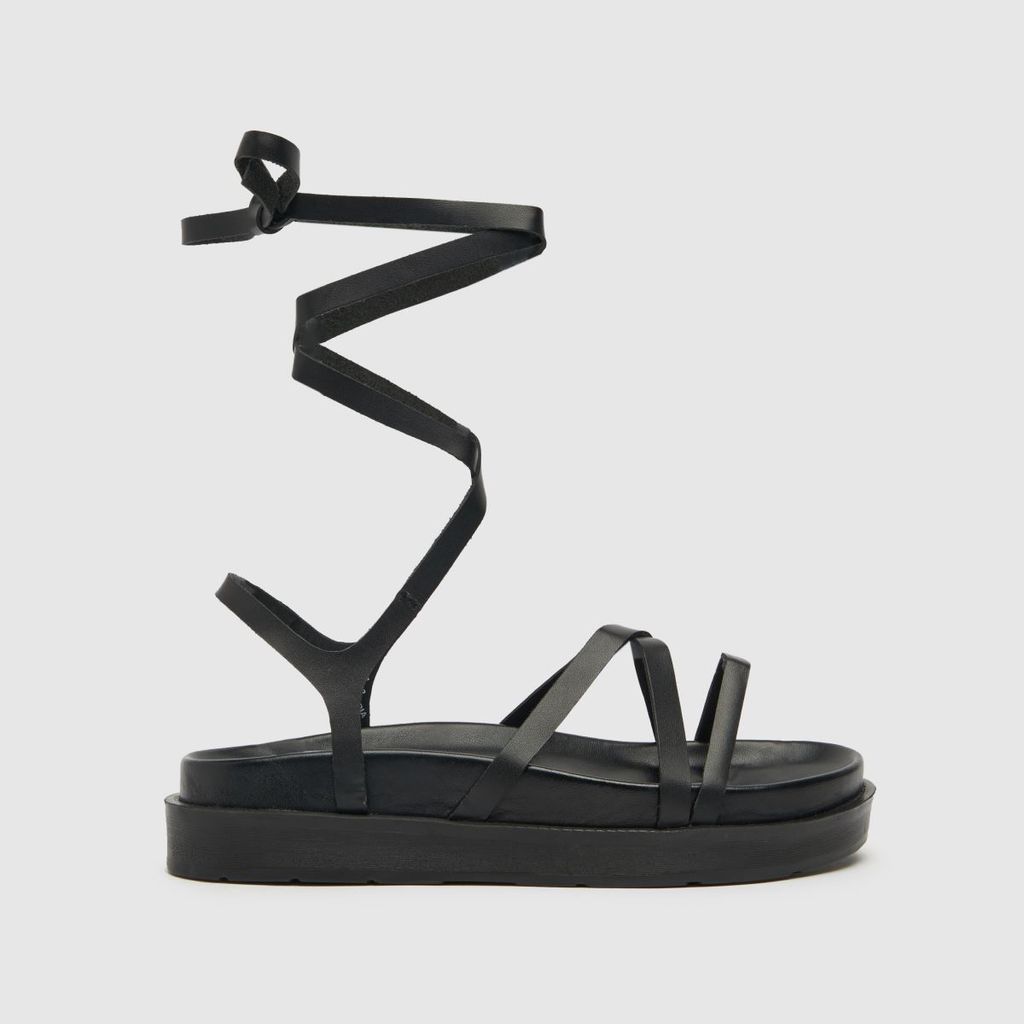 tulum leather ankle tie sandals in black