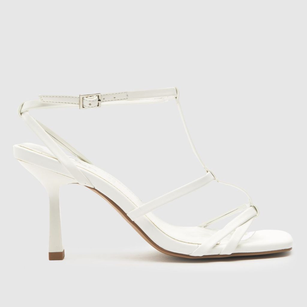 saffy t-bar square toe high heels in white