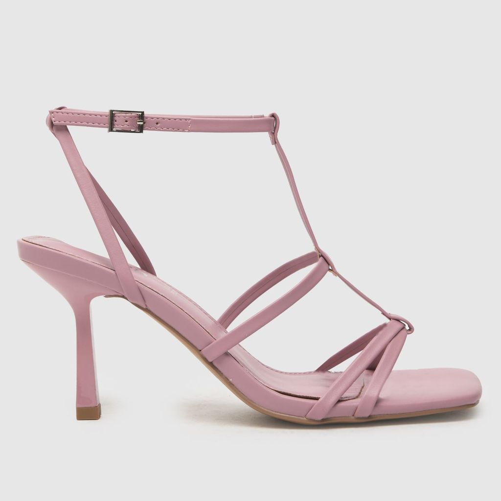 saffy t-bar square toe high heels in pink